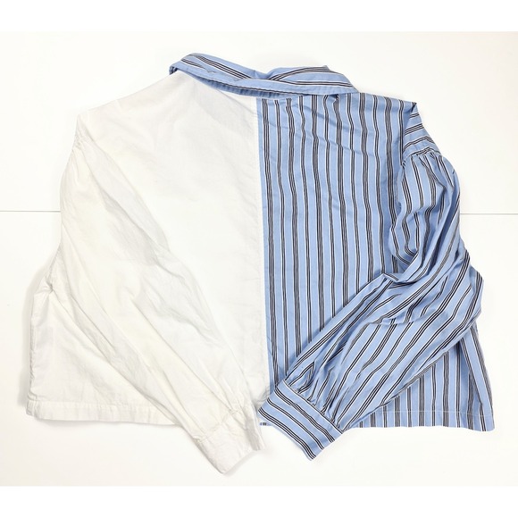 And Now This Cropped Blue Stripe & White‎ Colorblock L/S Shirt Women's Size 2XL - Picture 2 of 5